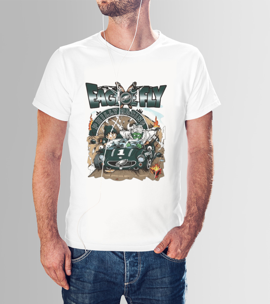 Eagle Fly Philly Racing Philadelphia Eagles Anime Characters Driving Race Car T-Shirt