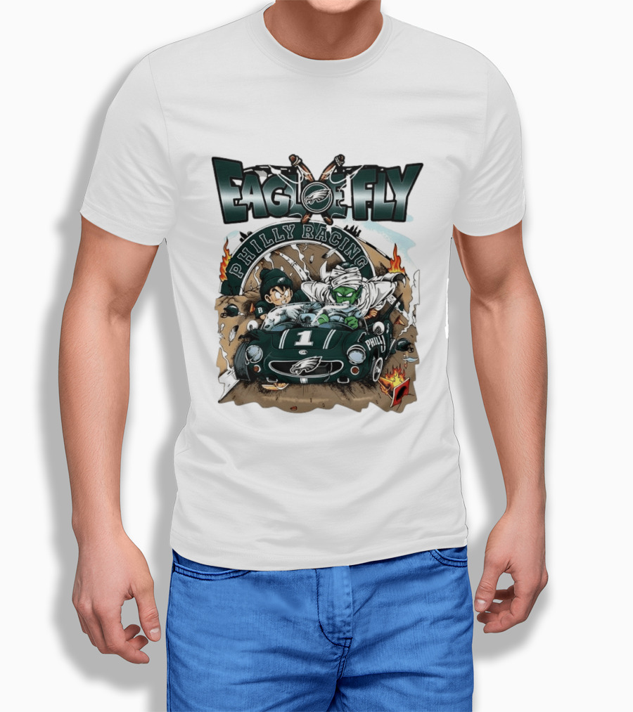 Eagle Fly Philly Racing Philadelphia Eagles Anime Characters Driving Race Car T-Shirt
