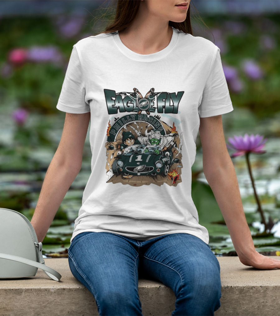 Eagle Fly Philly Racing Philadelphia Eagles Anime Characters Driving Race Car T-Shirt
