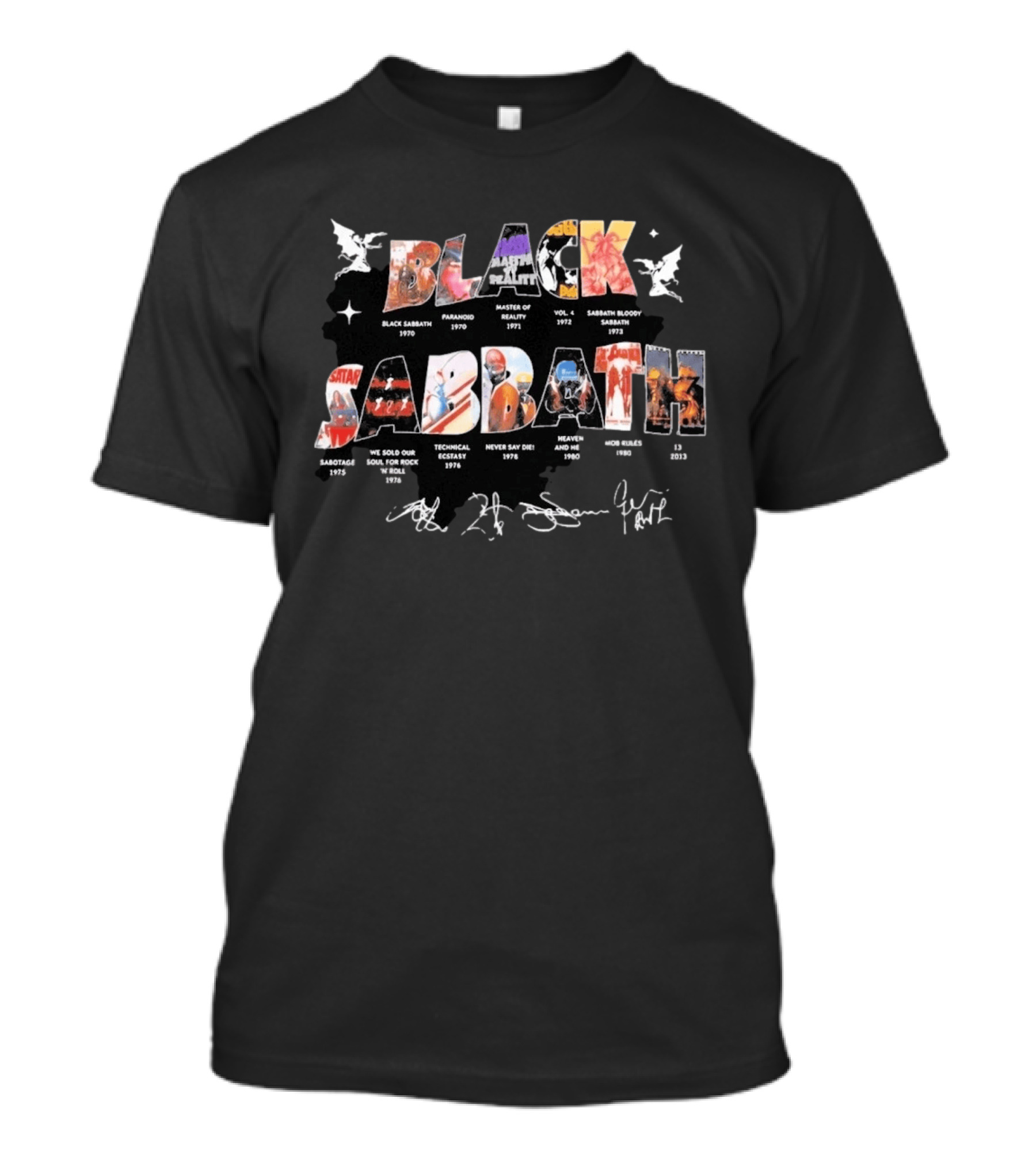 Black Sabbath Albums 1970 2013 Signatures And Discography T-Shirt