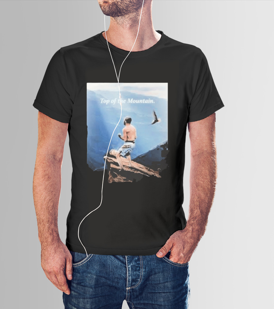 Islam Makhachev Top Of The Mountain Scenic Martial Arts Triumph T-Shirt