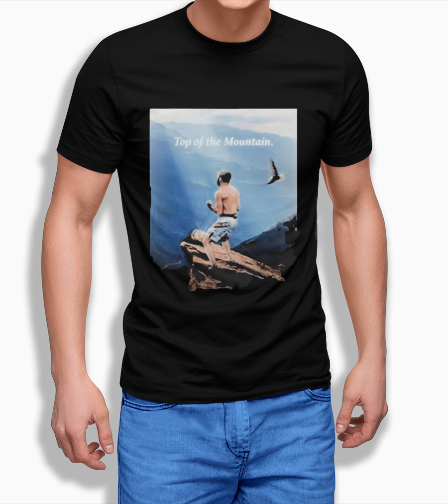 Islam Makhachev Top Of The Mountain Scenic Martial Arts Triumph T-Shirt