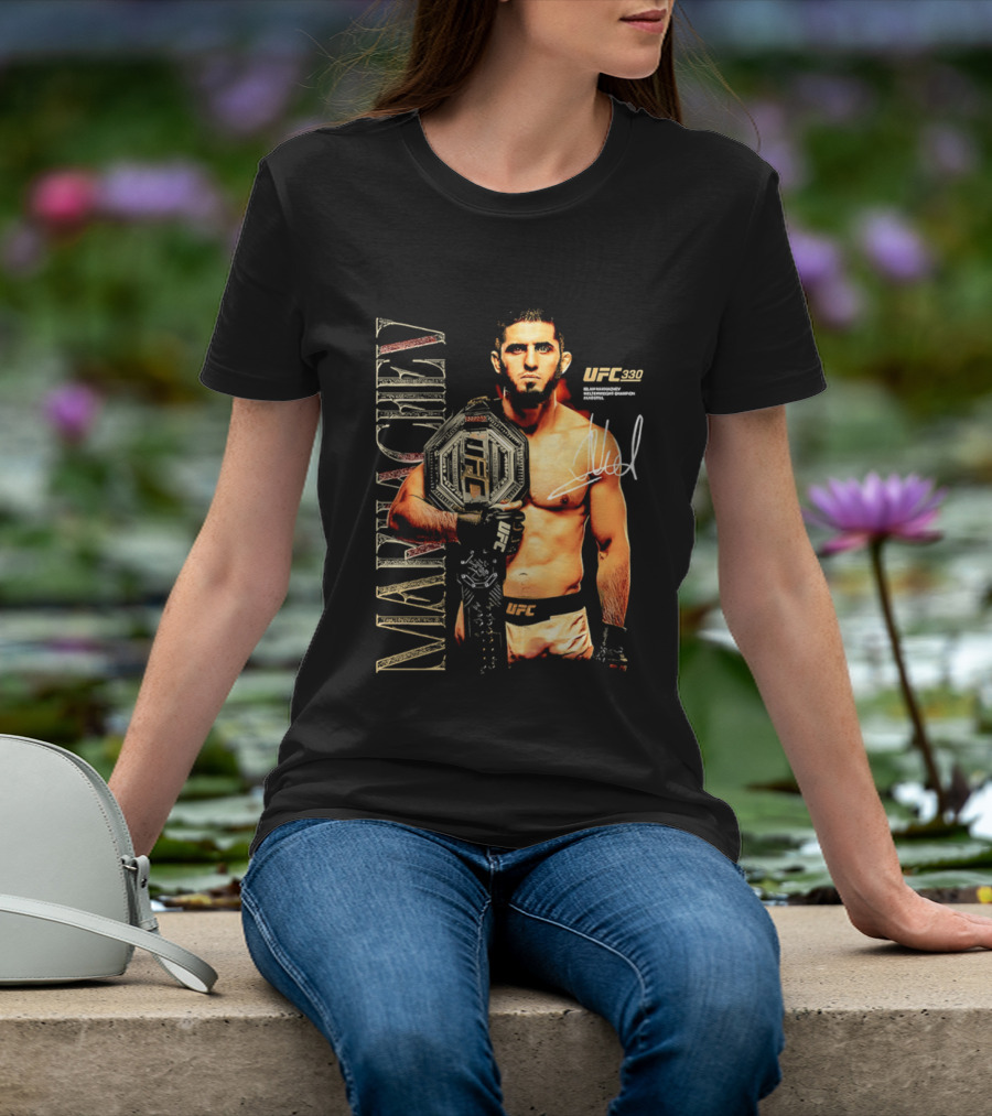 Islam Makhachev UFC Champion Signature Autograph Belt T-Shirt
