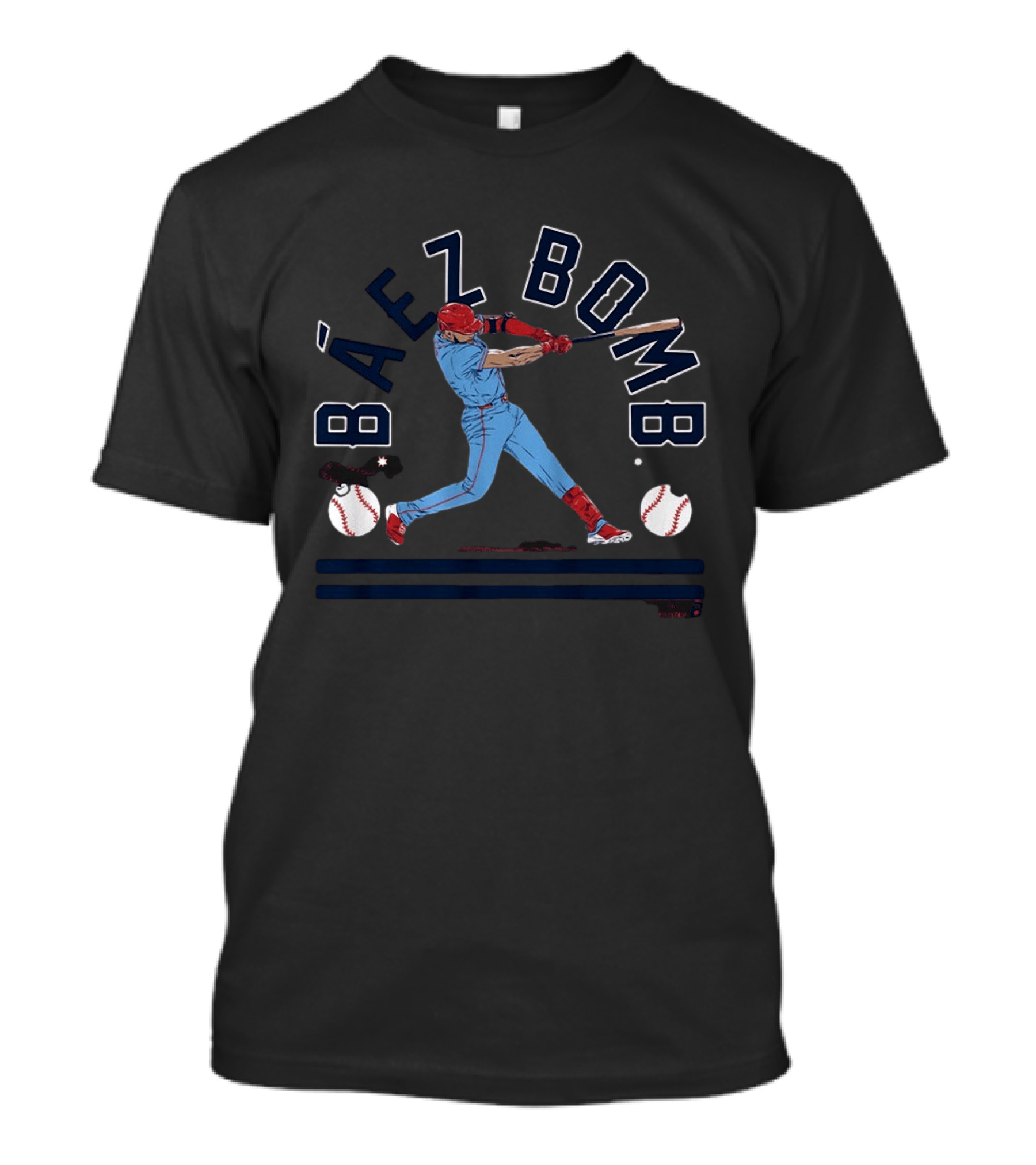 Báez Bomb Baseball Action With Home Run Swing T-Shirt
