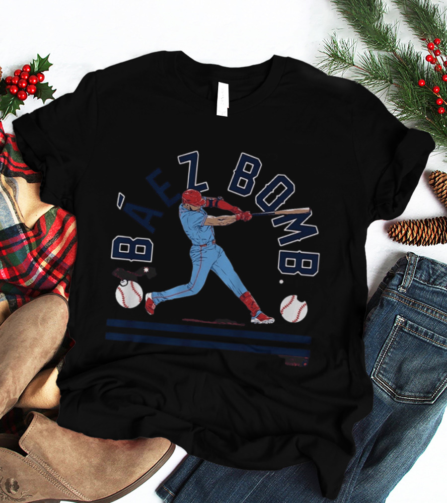 Báez Bomb Baseball Action With Home Run Swing T-Shirt