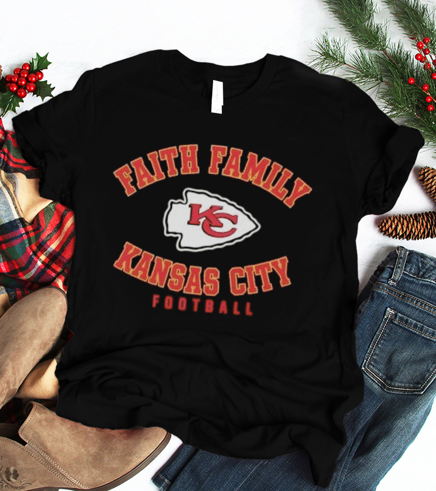 Kansas City Chiefs Faith Family Football KC Arrowhead Patch T-Shirt