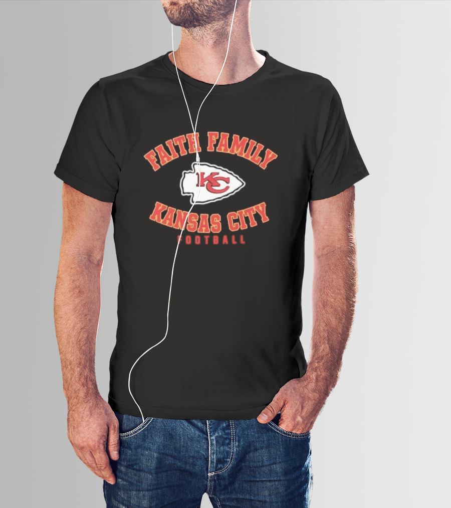 Kansas City Chiefs Faith Family Football KC Arrowhead Patch T-Shirt