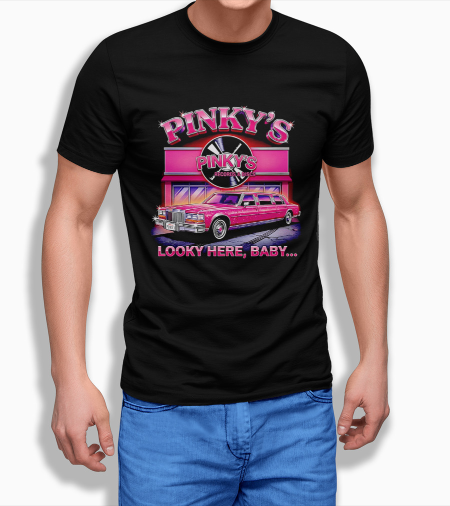 Pinky's Records And Discs Pink Limousine Looky Here Baby T-Shirt