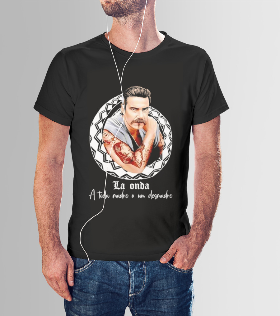 La Onda A Toda Madre O Un Desmadre Tattooed Man Mustache Geometric T-Shirt