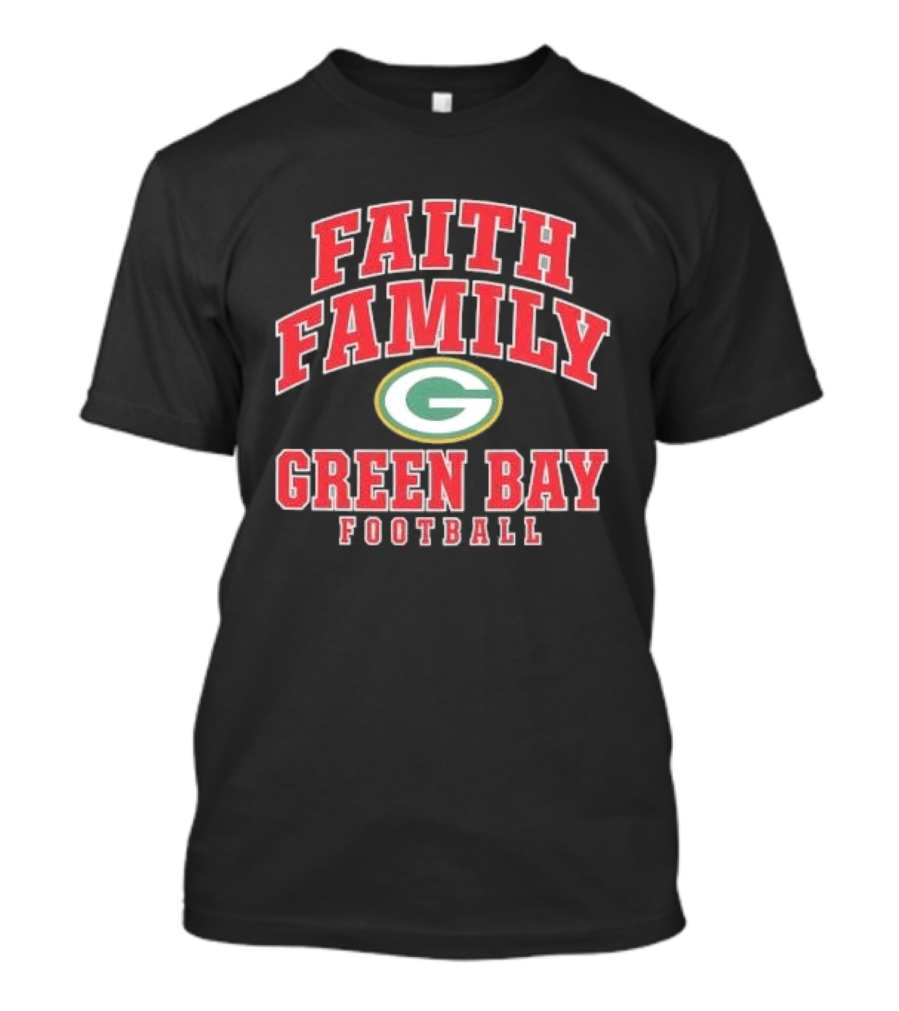 Faith Family Green Bay Football Oval G Distressed T-Shirt