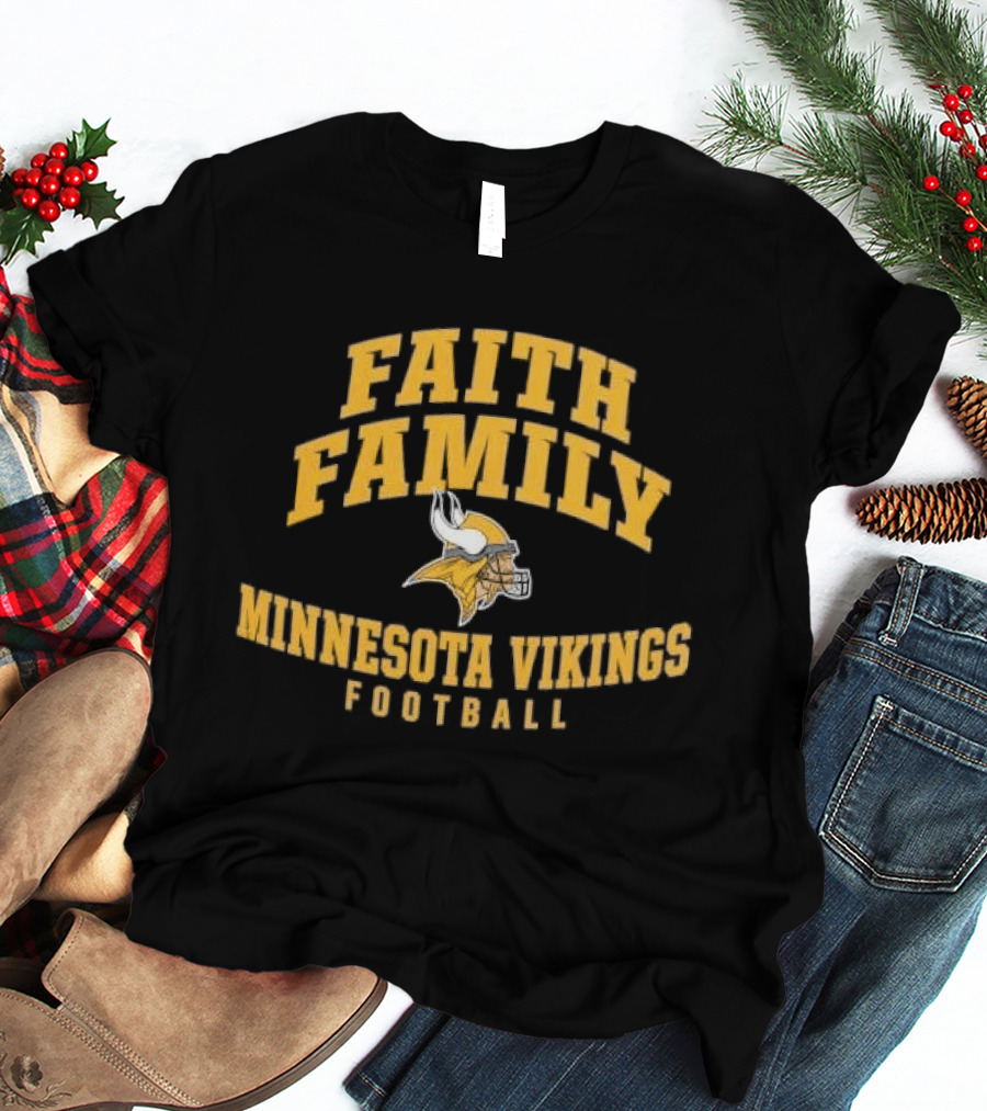 Faith Family Minnesota Vikings Football Helmet Horns T-Shirt