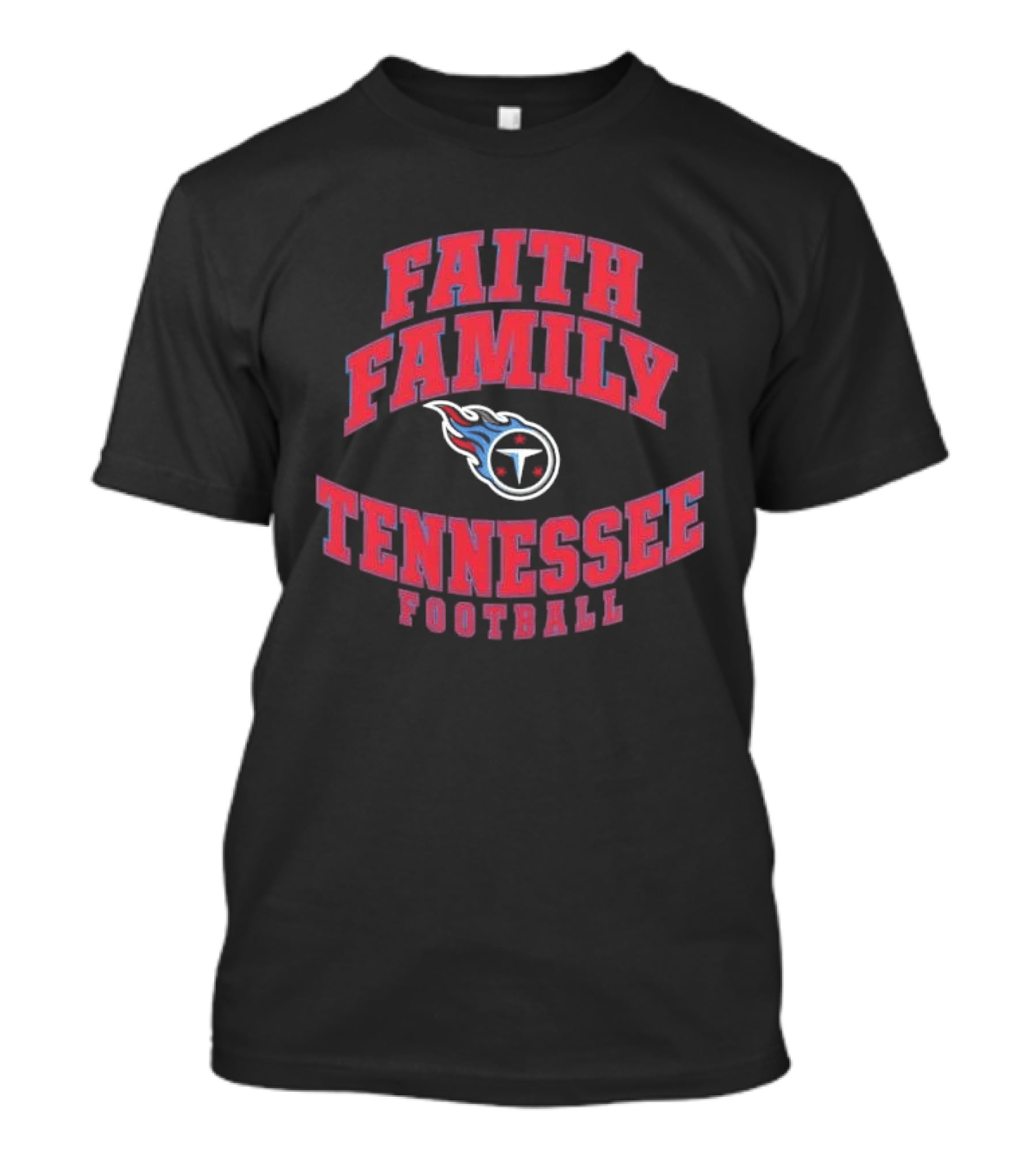 Faith Family Tennessee Football Arched Design With Fireball T-Shirt