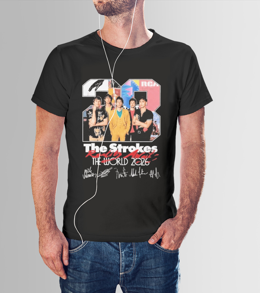 The Strokes Reality Awaits 2026 Tour RCA Vintage Band Signatures T-Shirt