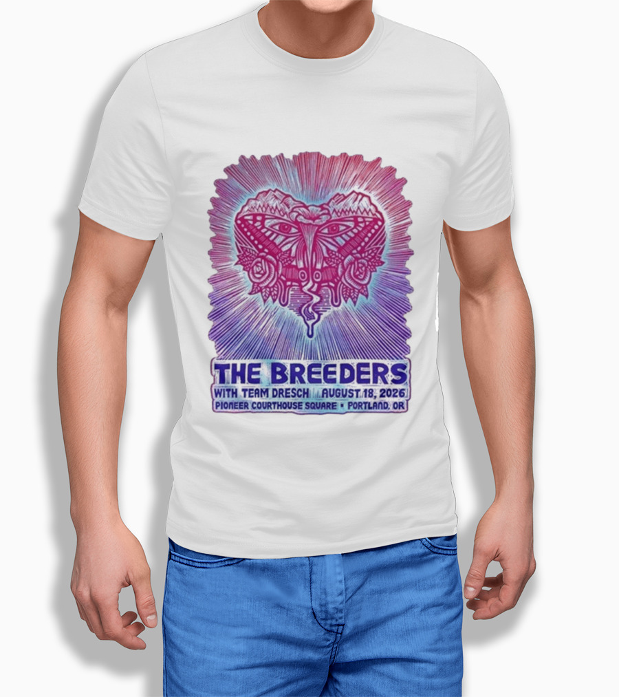 The Breeders With Team Dresch August 18 2026 Pioneer Courthouse Square Portland OR T-Shirt
