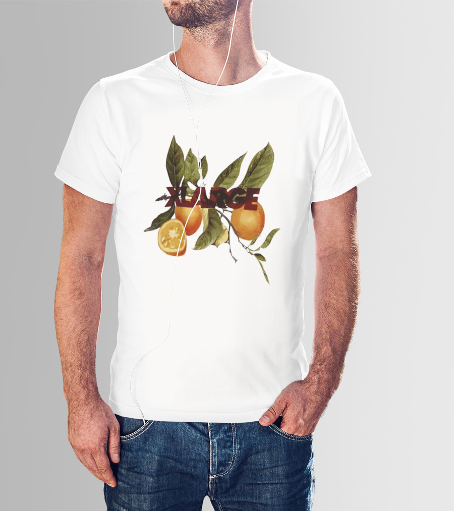 Xlarge Watercolor Oranges Citrus Branch Leaves Slice T-Shirt