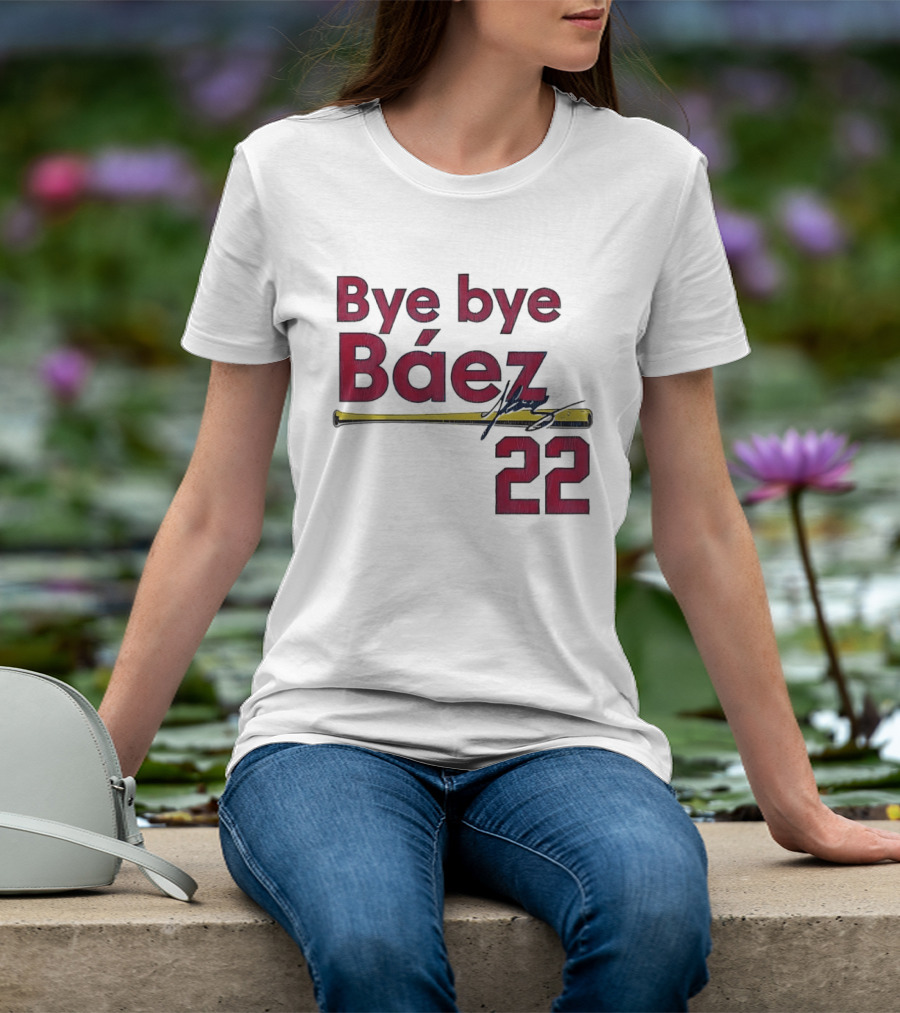 Bye Bye Báez 22 Yellow Gold Baseball Bat Player T-Shirt