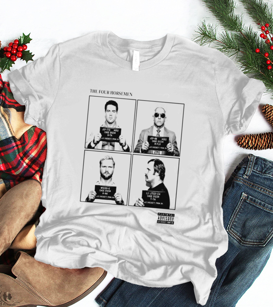The Four Horsemen Ric Flair Tully Blanchard Arn Anderson Ole Anderson Shot Parental Advisory T-Shirt
