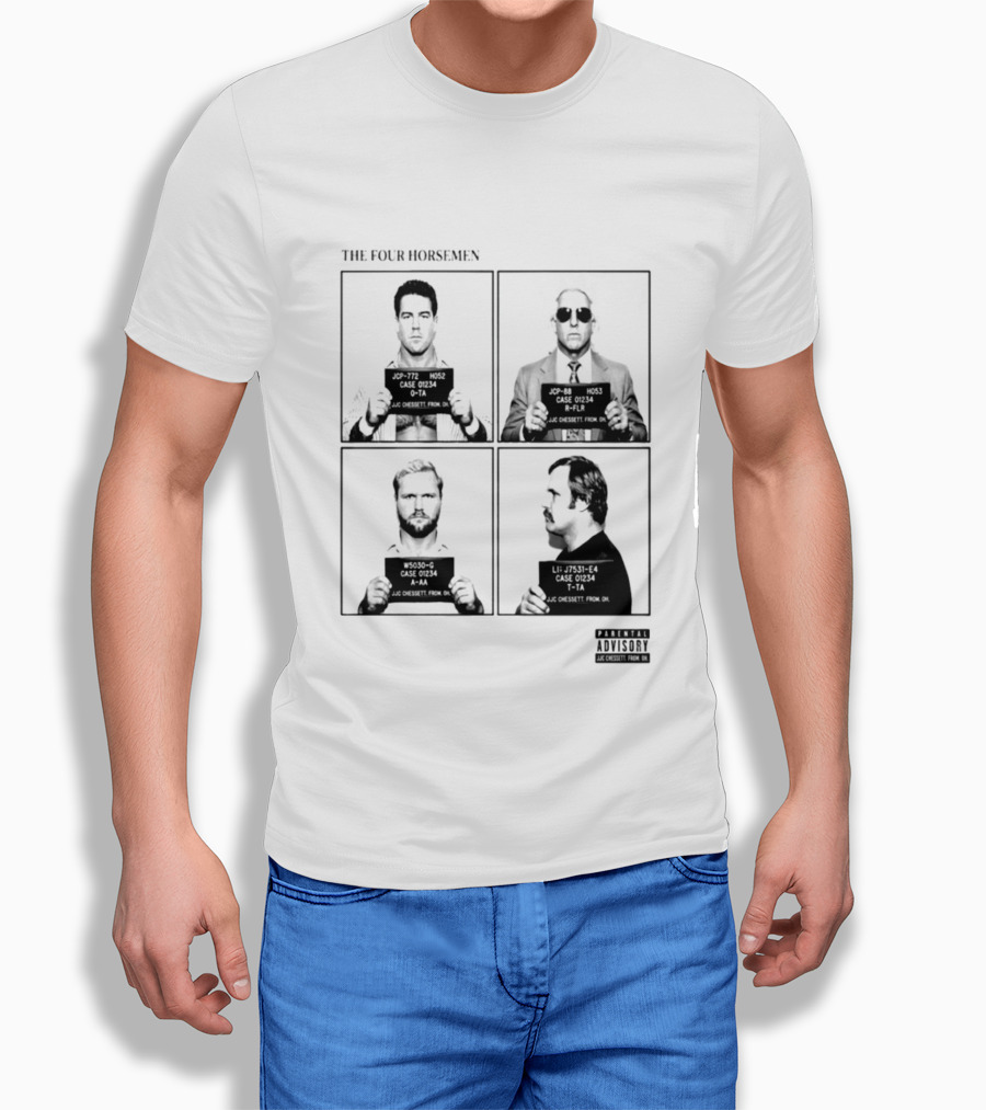 The Four Horsemen Ric Flair Tully Blanchard Arn Anderson Ole Anderson Shot Parental Advisory T-Shirt