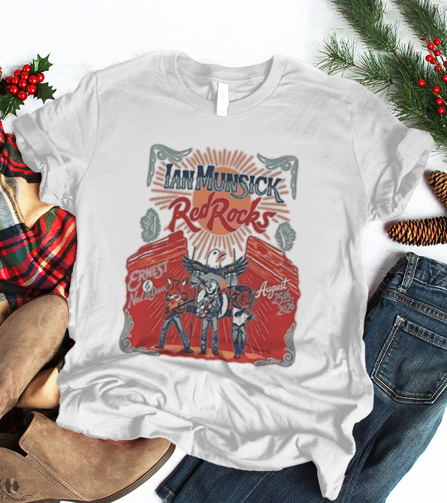 Ian Munsick Red Rocks Morrison CO 08 25 2026 Live Tour Featuring Ernest Neon Dreams T-Shirt