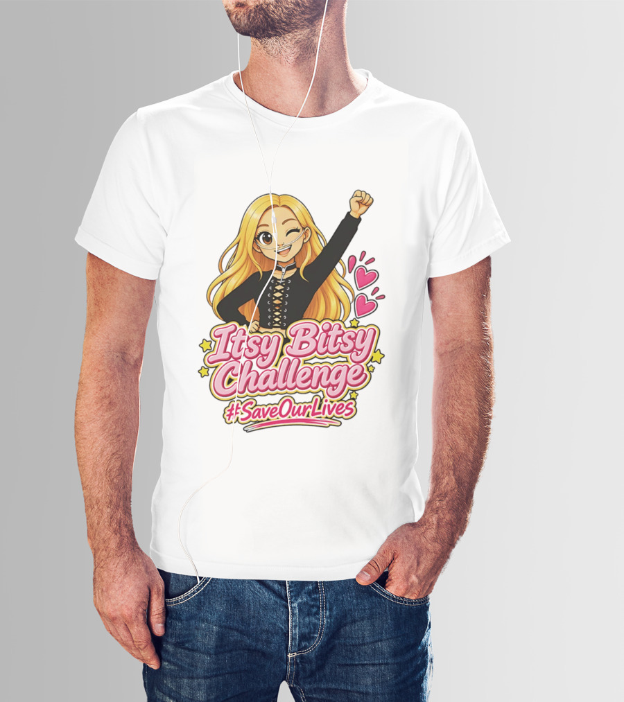 Itsy Bitsy Challenge SaveOurLives With Animated Character And Hearts T-Shirt