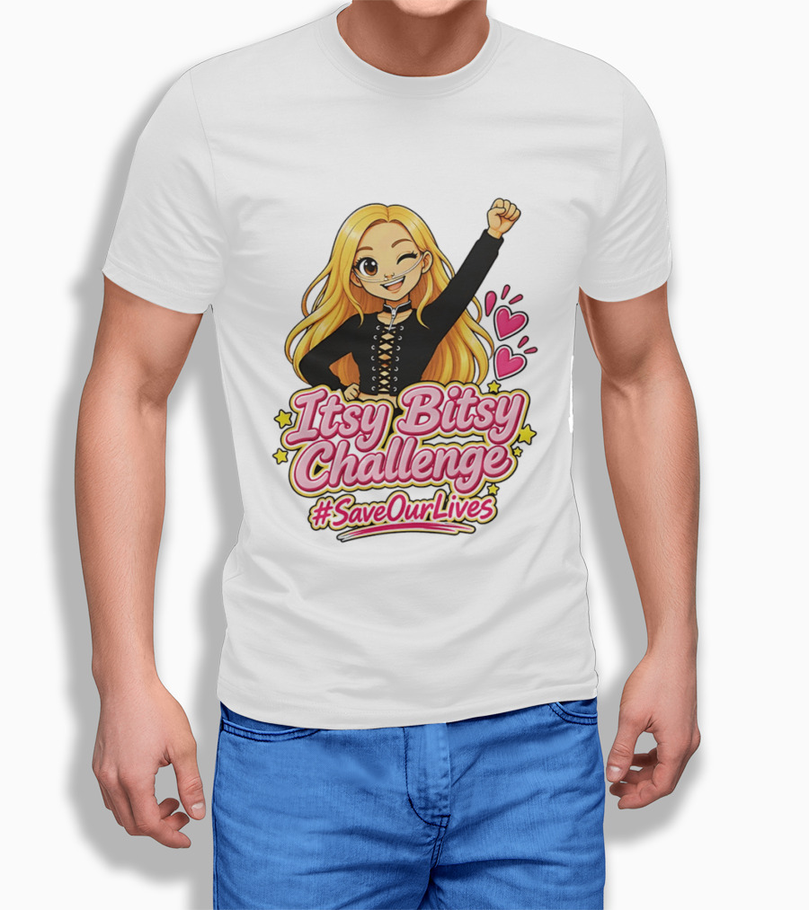 Itsy Bitsy Challenge SaveOurLives With Animated Character And Hearts T-Shirt