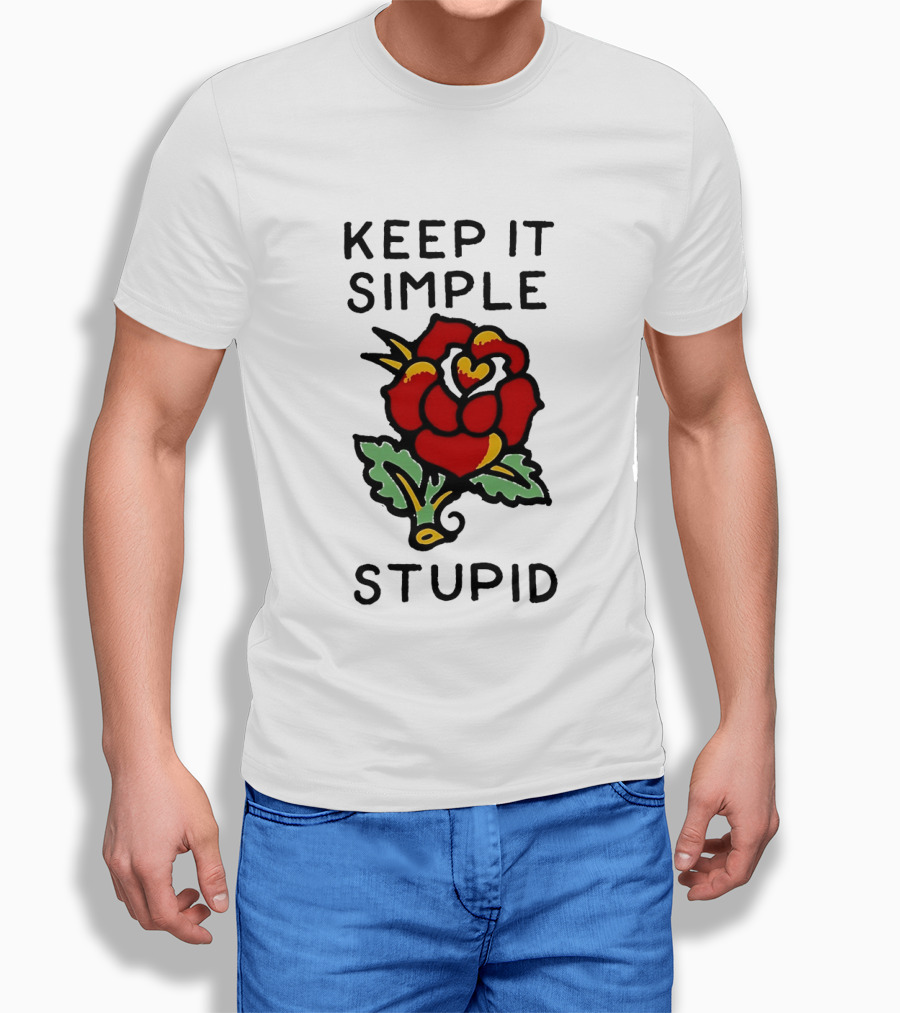 Keep It Simple Stupid Red Rose Kiss Minimalist T-Shirt