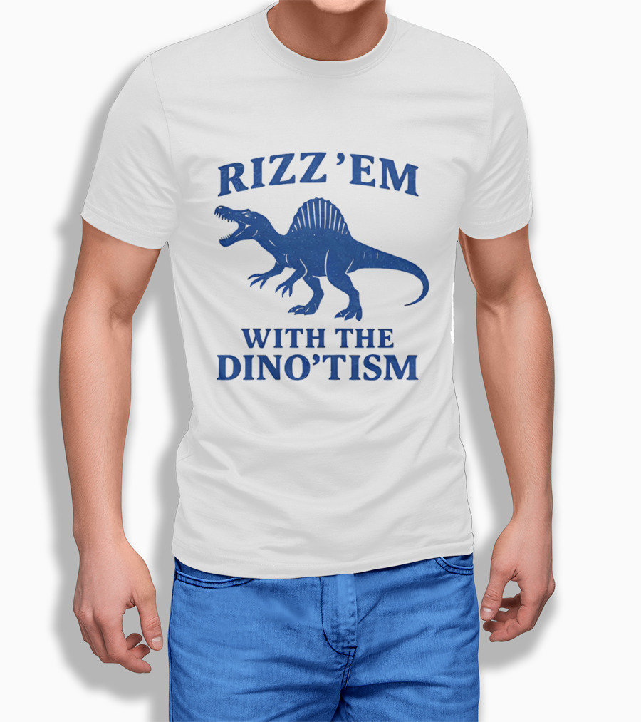 Rizz'em With The Dino'tism Spinosaurus Roaring Blue T-Shirt