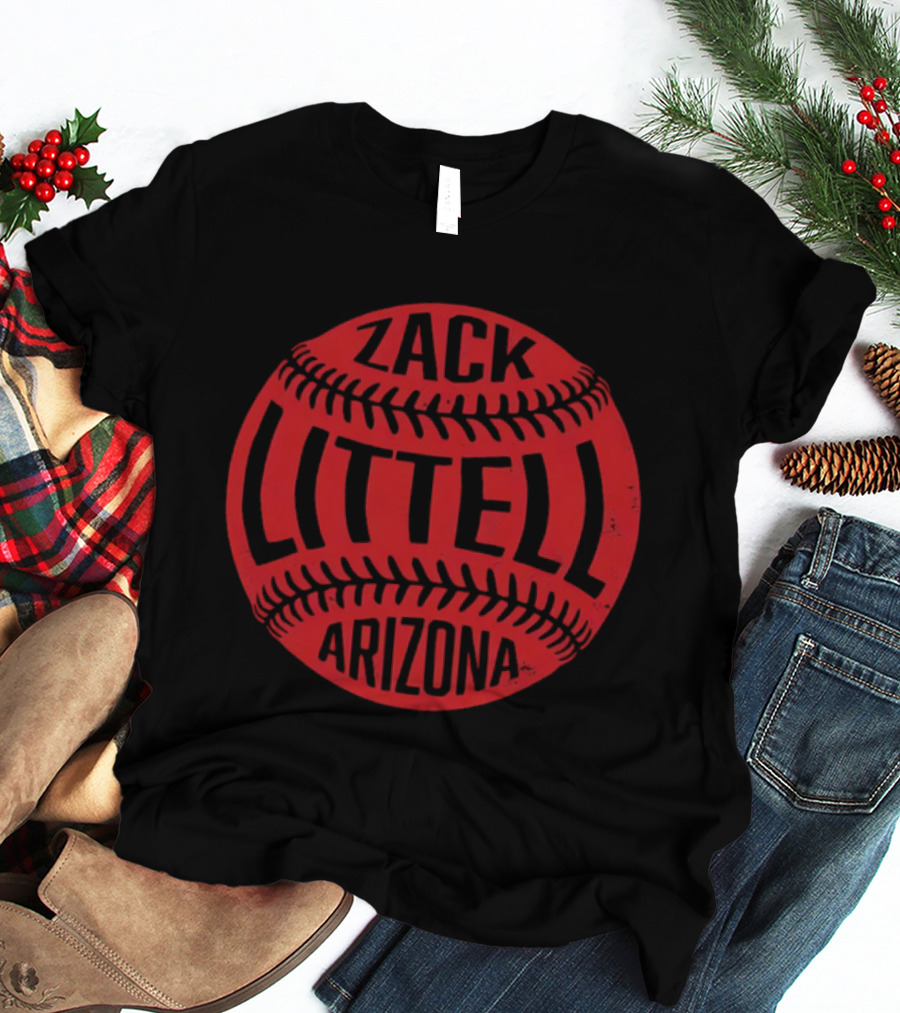 Zack Littell Arizona Distressed Red Baseball Seams T-Shirt