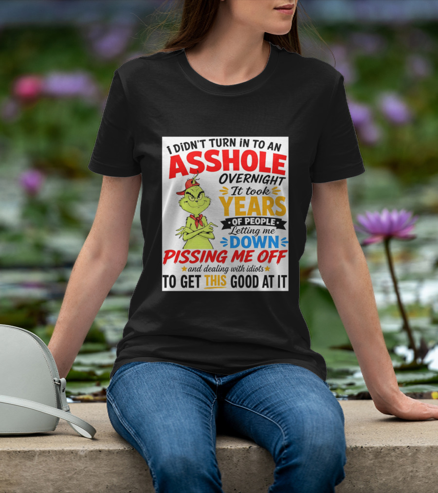 I Didn't Turn Into An Asshole Overnight It Took Years Of People Letting Me Down Pissing Me Off The Grinch T-Shirt