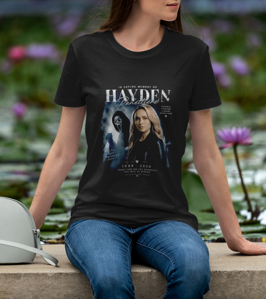 In Loving Memory Of Actress Hayden Panettiere 1989 2026 With Ghostface Shadow T-Shirt