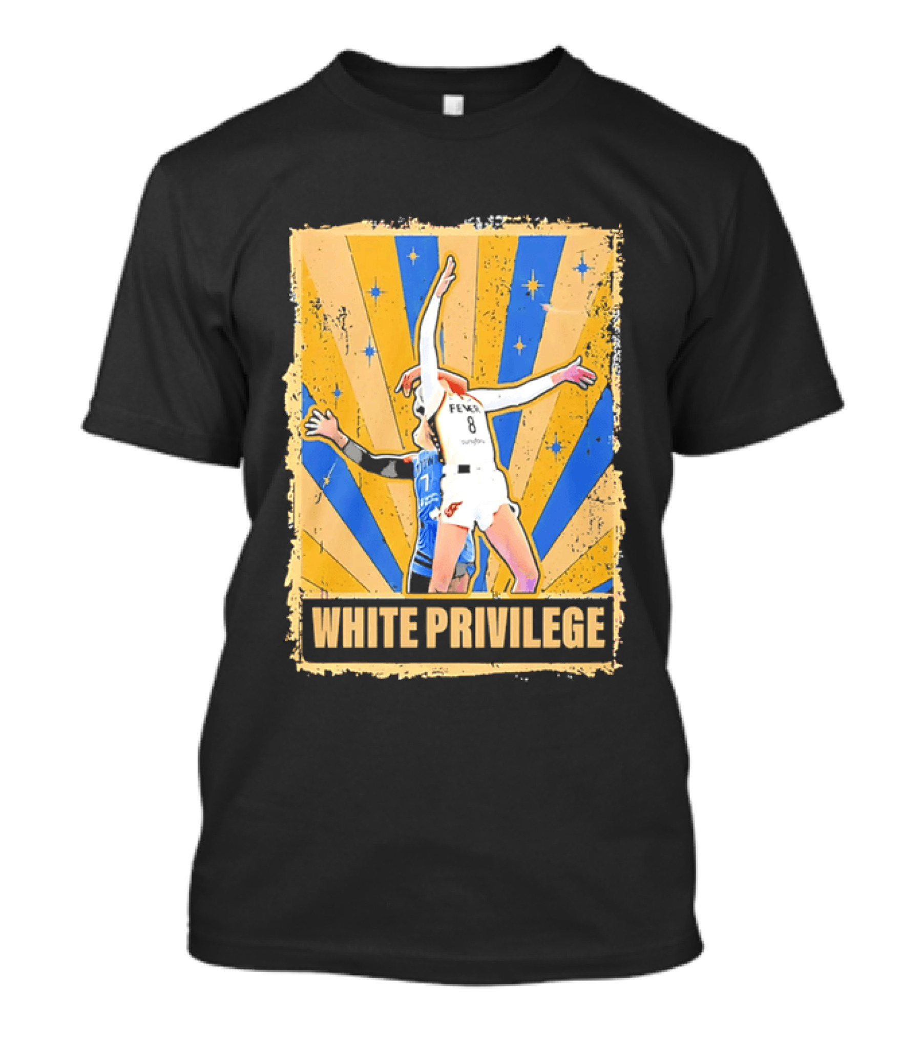 Indiana Fever WNBA White Privilege Basketball Players Foul Distressed Sunburst Stars T-Shirt