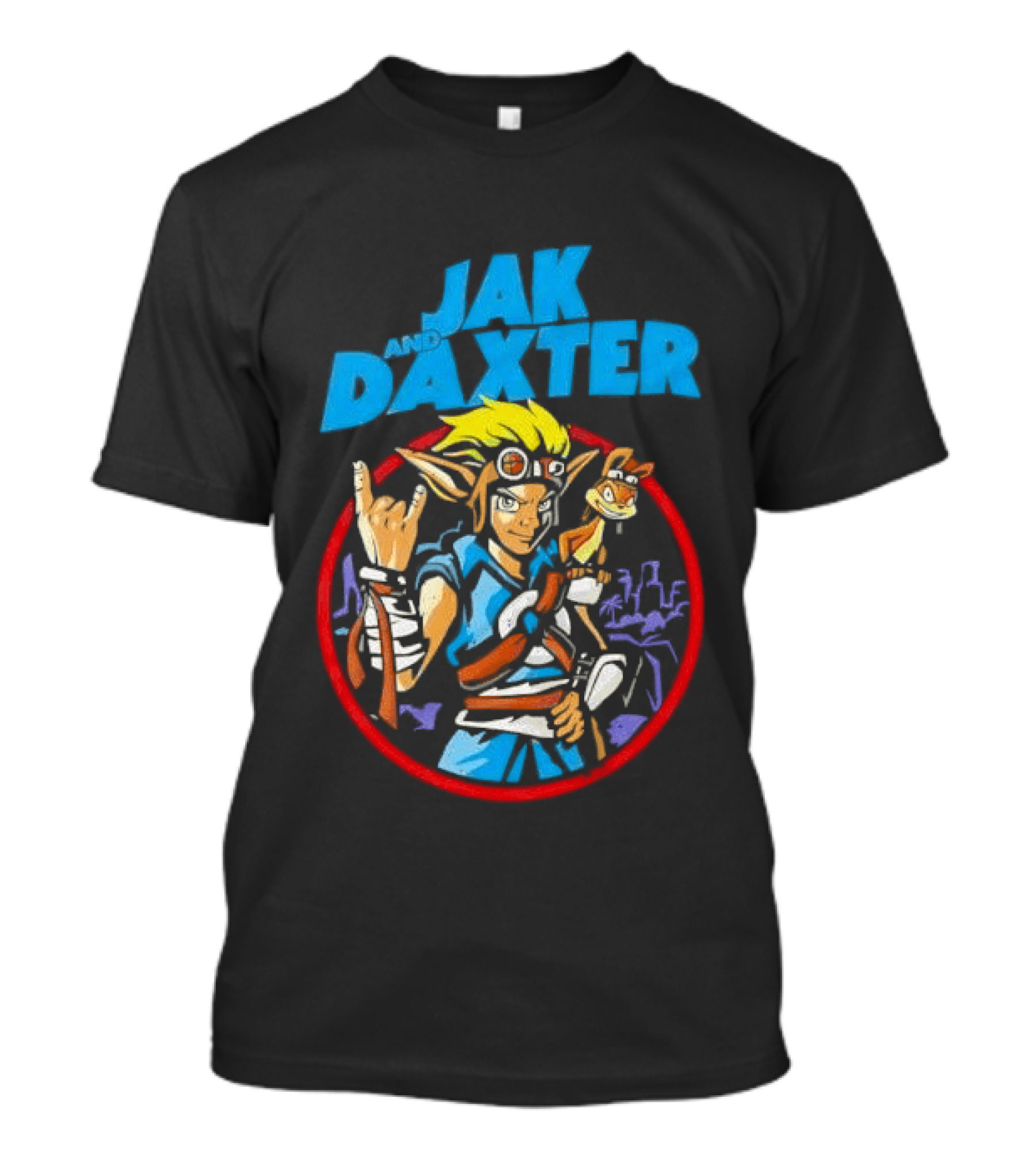 Jak And Daxter Cartoon Hero With Goggles In Red Circle T-Shirt