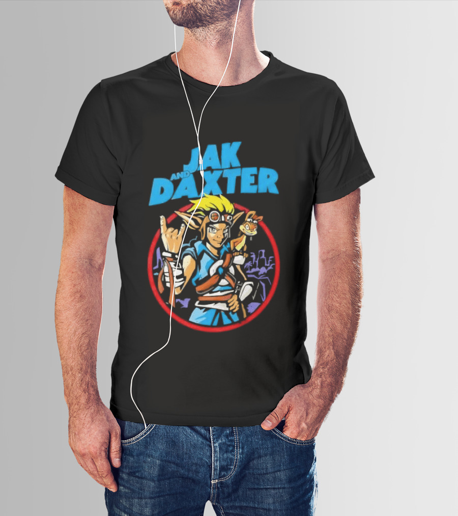 Jak And Daxter Cartoon Hero With Goggles In Red Circle T-Shirt