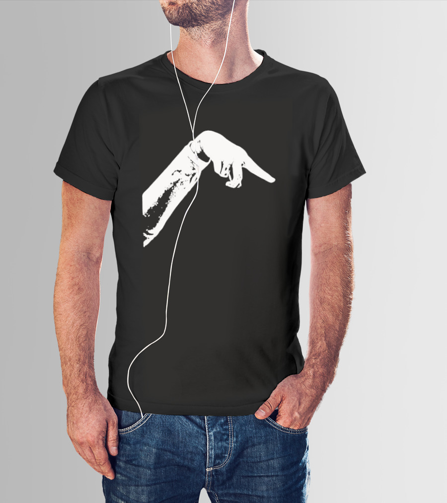 Monochrome Pointing Hand Sleeve Downward T-Shirt