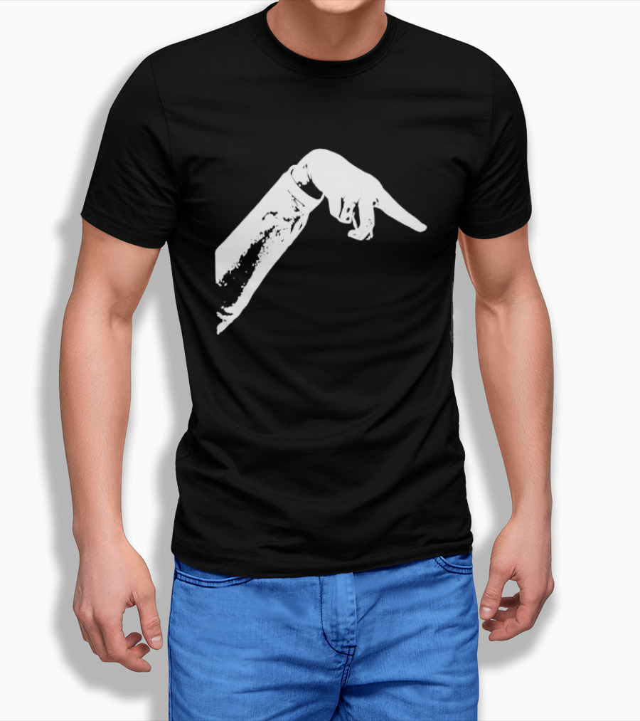 Monochrome Pointing Hand Sleeve Downward T-Shirt