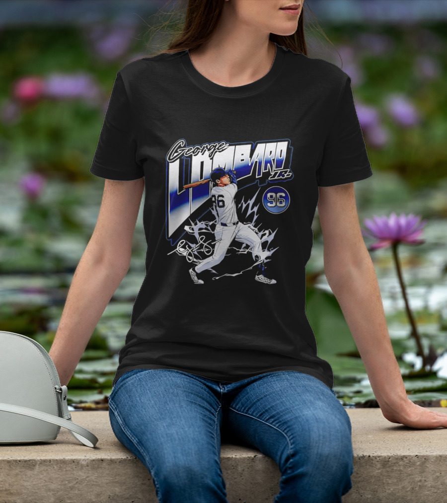 George Lombardo Jr 96 Baseball Player Swinging Bat Lightning T-Shirt