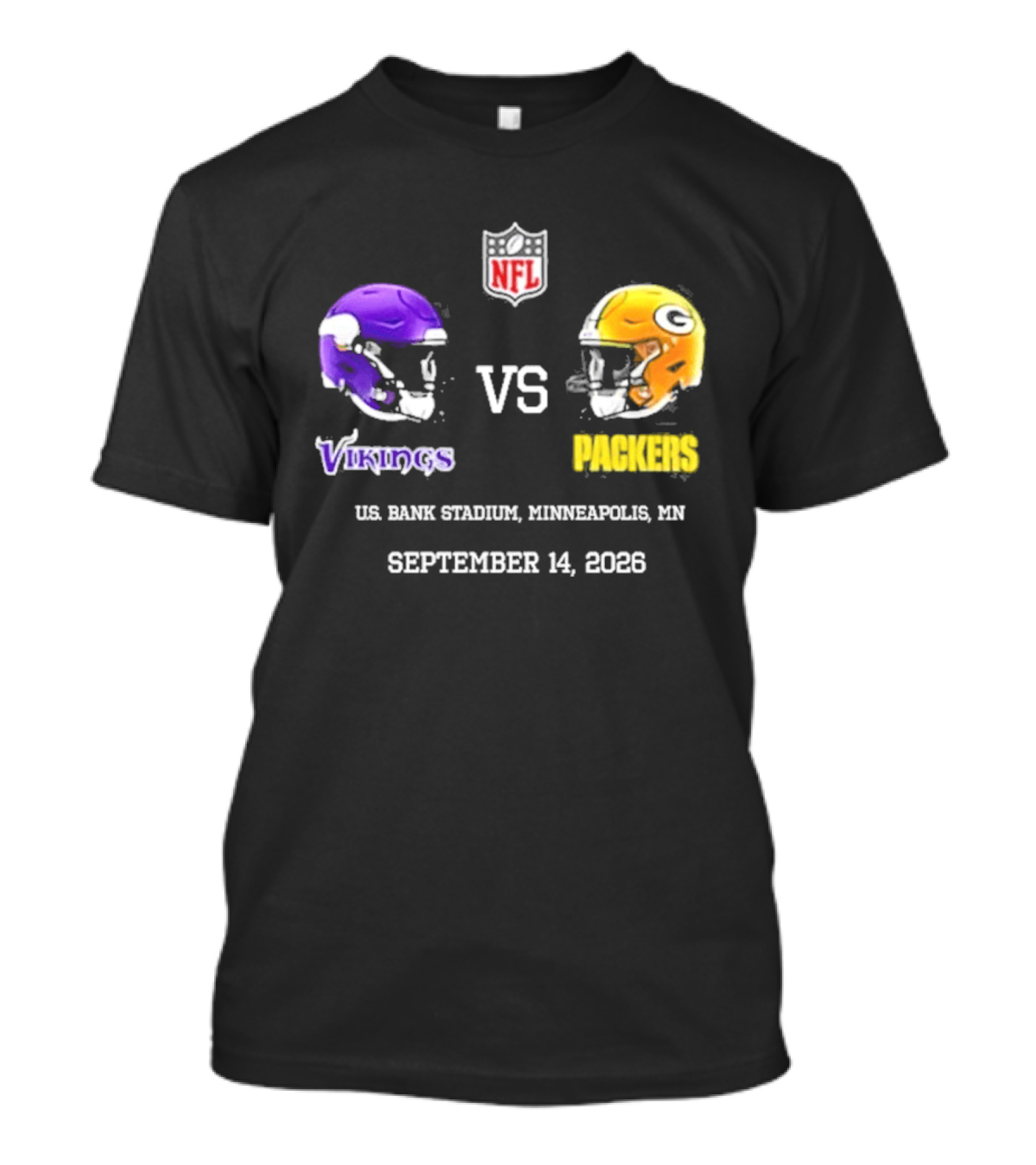 Green Bay Packers Vs Minnesota Vikings NFL U.S. Bank Stadium Minneapolis September 14 2026 T-Shirt