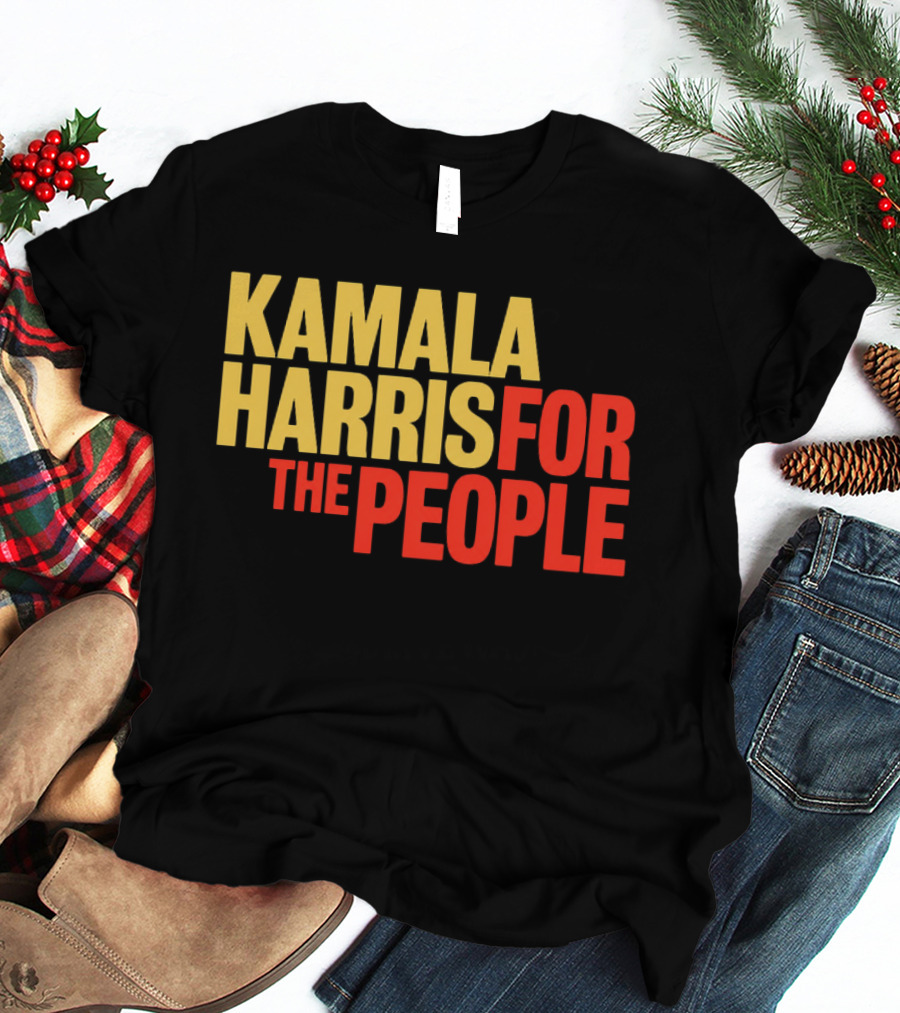 Kamala Harris For The People Text Classic Bold Yellow And Red T-Shirt