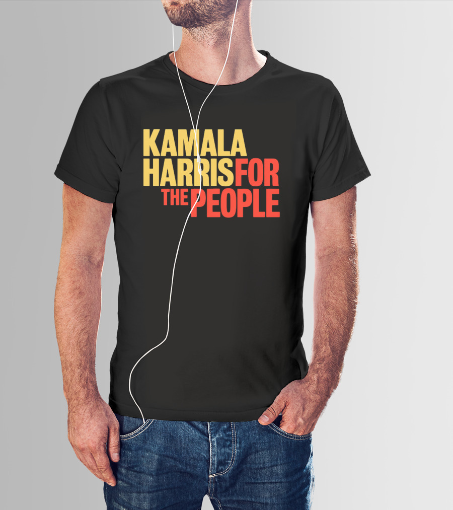 Kamala Harris For The People Text Classic Bold Yellow And Red T-Shirt