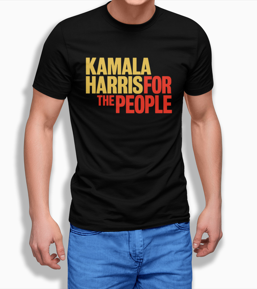 Kamala Harris For The People Text Classic Bold Yellow And Red T-Shirt