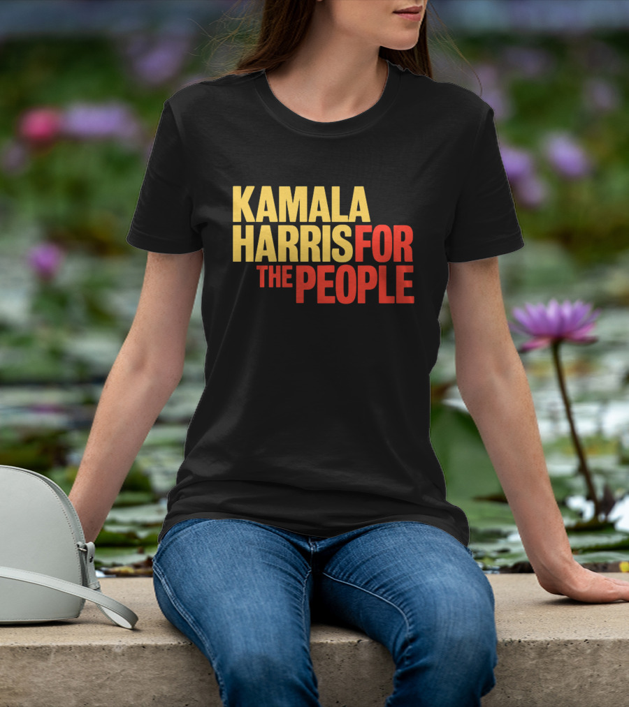 Kamala Harris For The People Text Classic Bold Yellow And Red T-Shirt