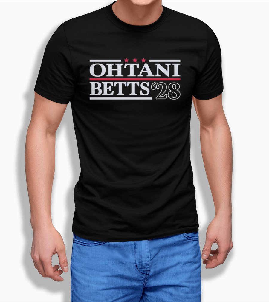 Ohtani Betts 28 Three Stars Red Stripes Political Campaign T-Shirt