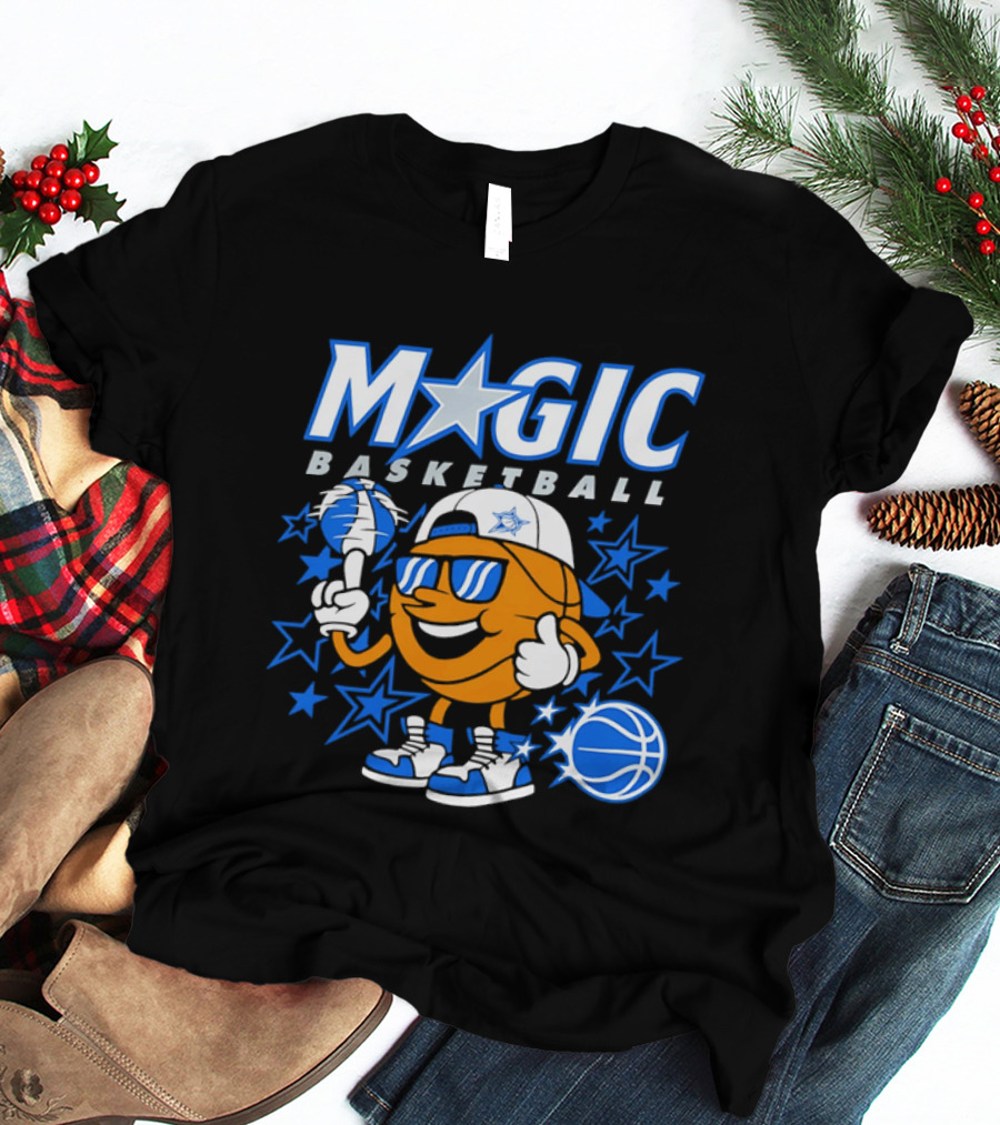 Magic Basketball Cartoon With Sunglasses And Stars T-Shirt