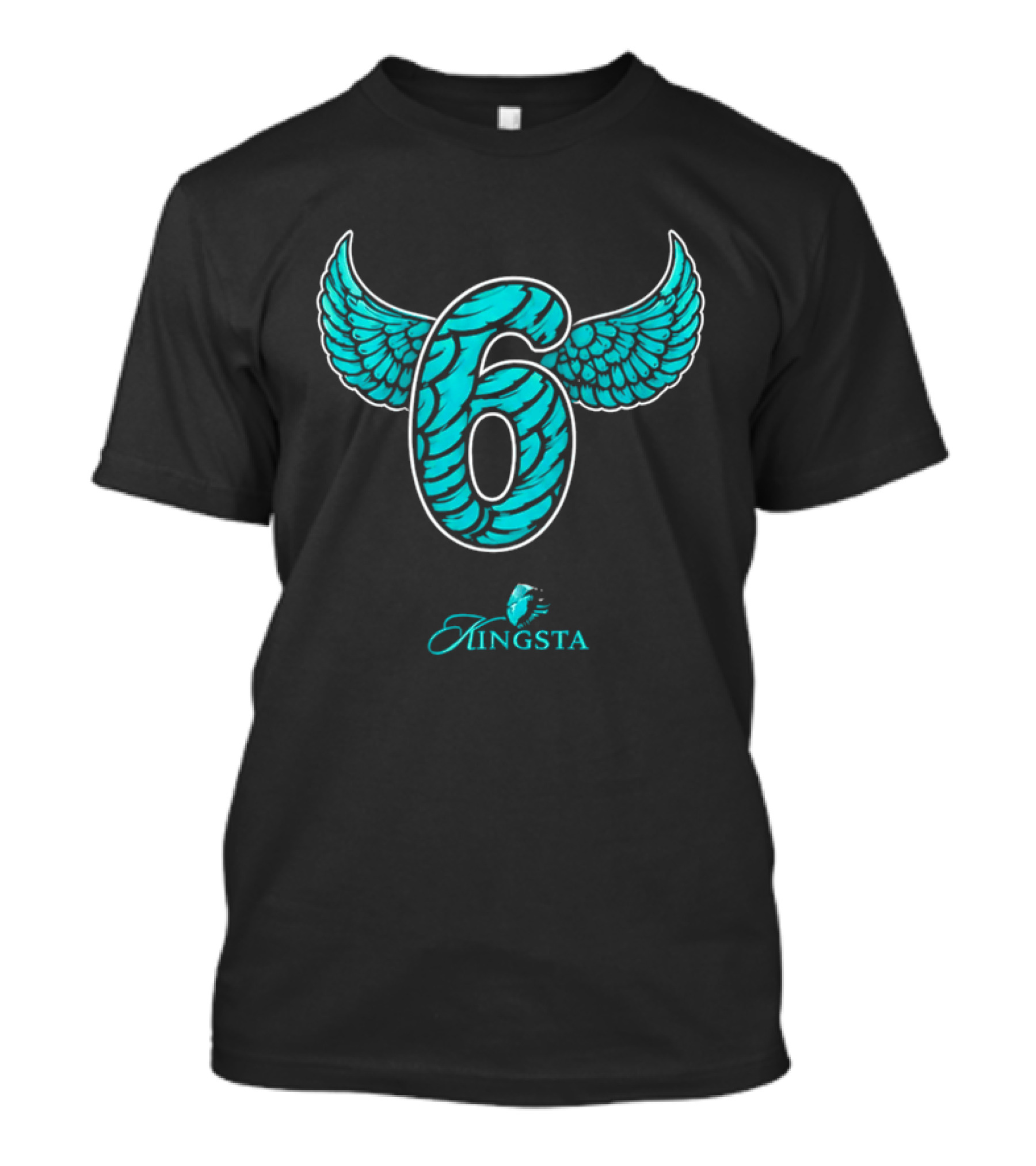 Kingsta Turquoise Feathered Wings Number 6 T-Shirt
