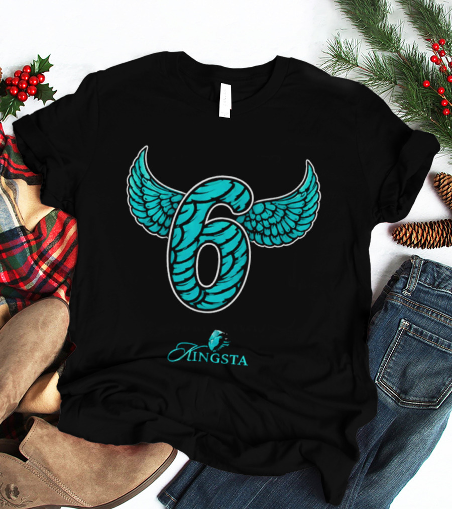 Kingsta Turquoise Feathered Wings Number 6 T-Shirt