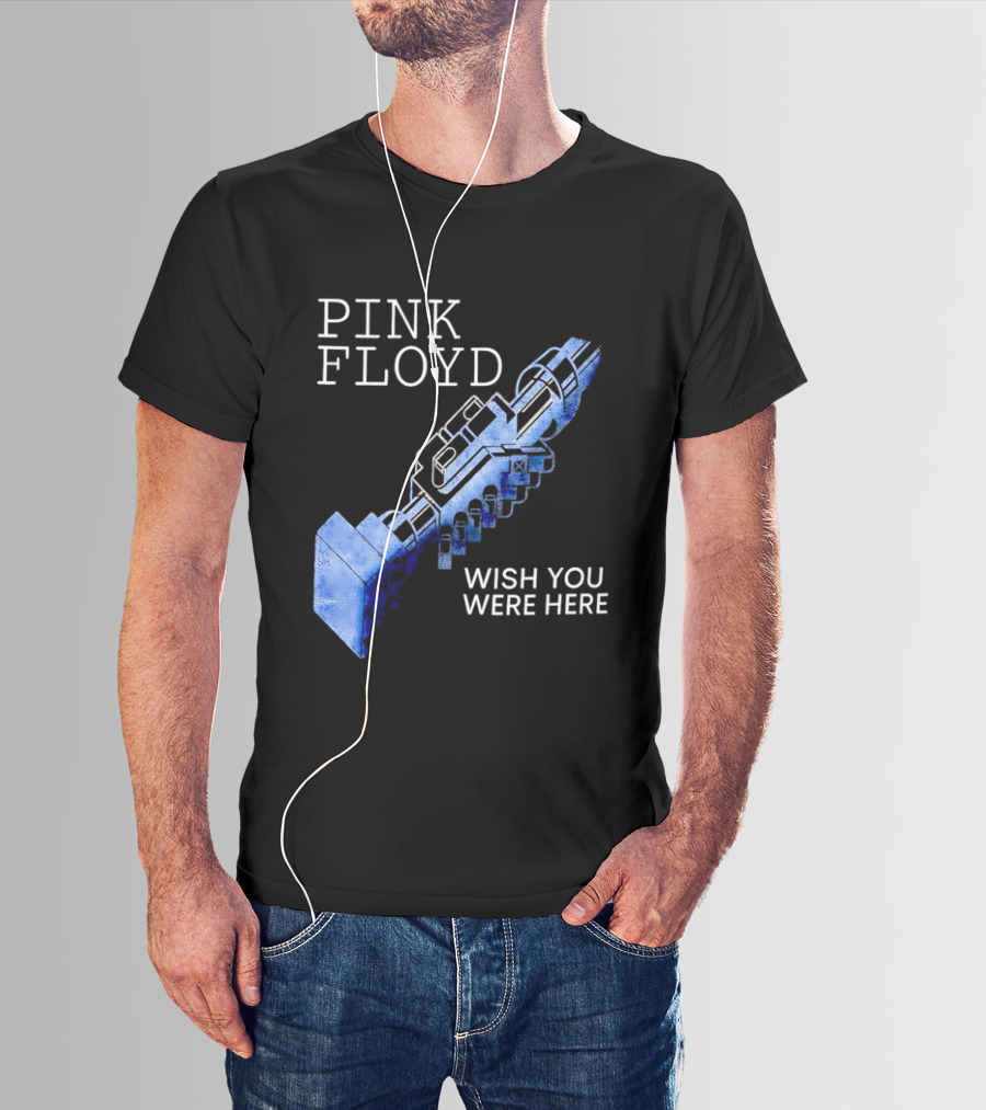 Pink Floyd Wish You Were Here Blue Mechanical Robot Handshake T-Shirt