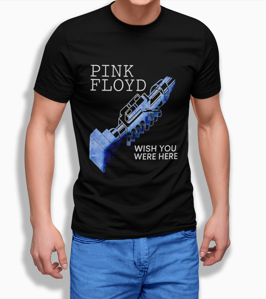 Pink Floyd Wish You Were Here Blue Mechanical Robot Handshake T-Shirt