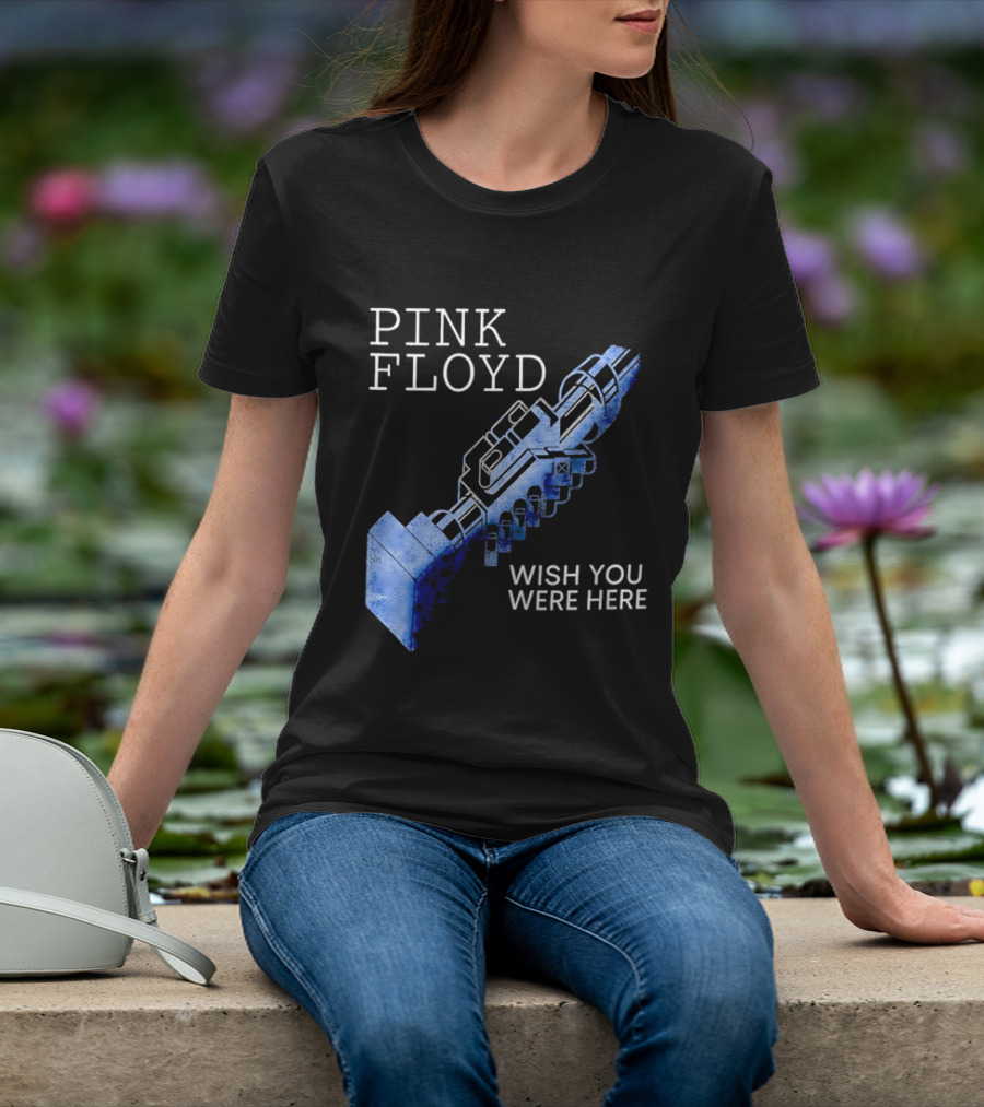 Pink Floyd Wish You Were Here Blue Mechanical Robot Handshake T-Shirt