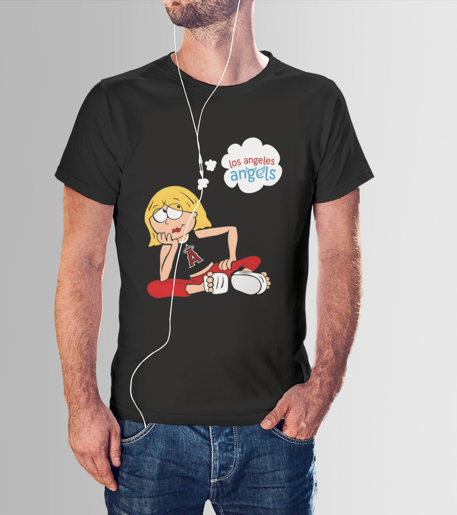 Los Angeles Angels MLB Blonde Girl Thought Bubble Sitting Pose T-Shirt