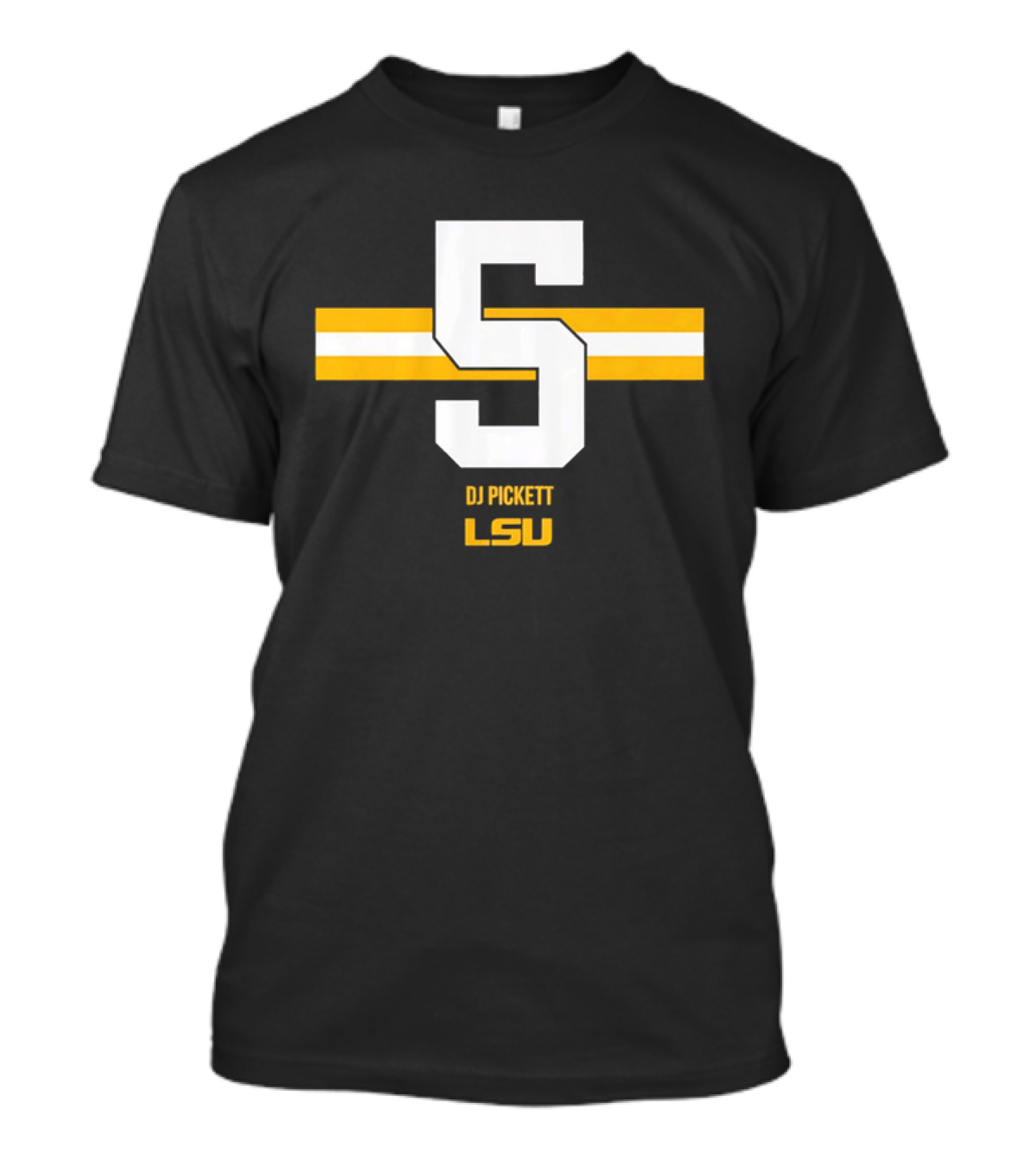 LSU Tigers DJ Pickett Number 5 Yellow T-Shirt